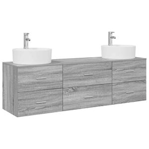 vidaXL Badezimmerschrank-Set 3 stk. Grau Sonoma 62,5 x 44,5 x 50 cm