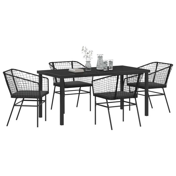 vidaXL Garten Essgruppe 5 pcs Schwarz Poly-Rattan