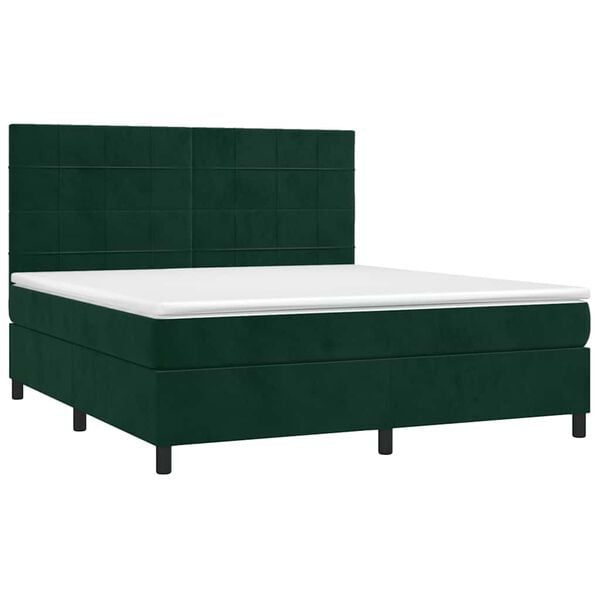 vidaXL Boxspringbett mit Matratze Dunkelgr&uuml;n 180x200 cm Samt