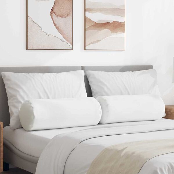 vidaXL Bolsterkissen 2 Stück Weiß Ø 25 x 70 cm Stoff