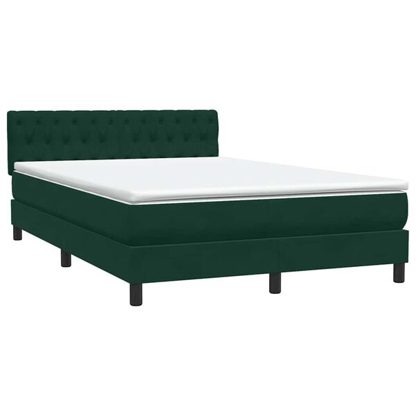 vidaXL Boxspringbett mit Matratze Dunkelgr&uuml;n 140x210 cm Samt