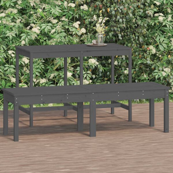 vidaXL Gartenbank 2-Sitzer Grau 159,5x44x45 cm Massivholz Kiefer