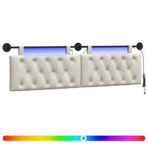 vidaXL H&auml;ngendes Kopfteil Mit LED Licht Creme Samt