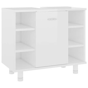 vidaXL Badezimmerschrank Hochglanz-Wei&szlig; 60x32x53,5 cm Holzwerkstoff