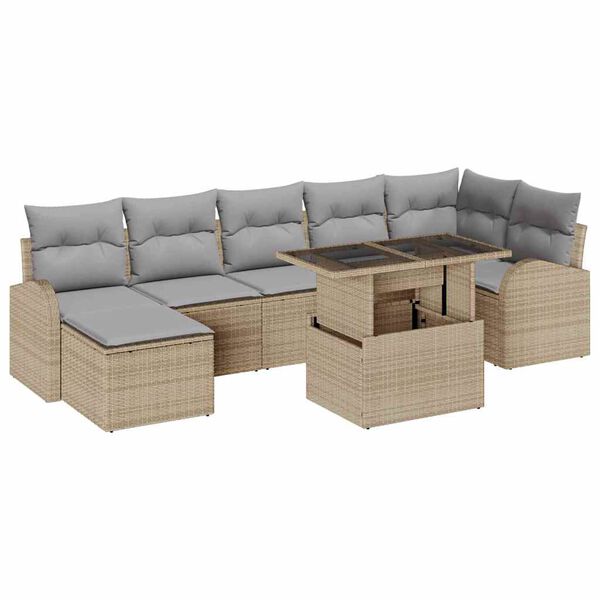 vidaXL Garten-Sofa-Set mit Kissen 8 pcs Beige und Hellgrau