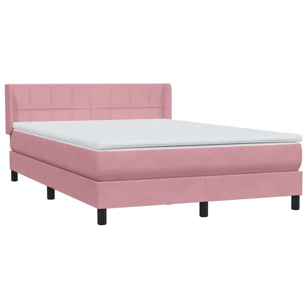 vidaXL Boxspringbett mit Matratze Rosa 160x210 cm Samt