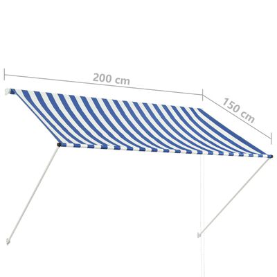 vidaXL Einziehbare Markise 200×150 cm Blau und Weiß