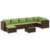vidaXL 8-tlg. Garten-Lounge-Set mit Kissen Braun Poly Rattan