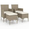 vidaXL 4-tlg. Gartenstuhl und Hocker Set Poly Rattan Grau