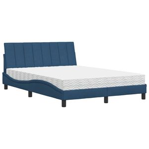 vidaXL Bett mit Matratze "Hanko" Blau 120x200 cm Stoff