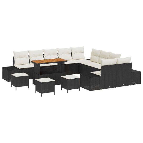 vidaXL Gartensofa-set mit Kissen 14 pcs Schwarz Poly Rattan