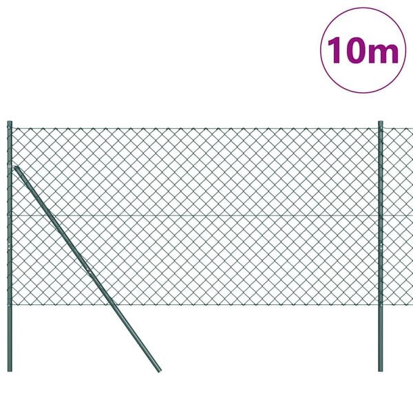 vidaXL Zaunpfosten Gr&uuml;n 10 x 1 m (60 x 60 mm Maschen) Stahl und PVC