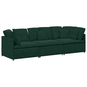 vidaXL Modulares Sofa mit Kissen Samt Dunkelgr&uuml;n