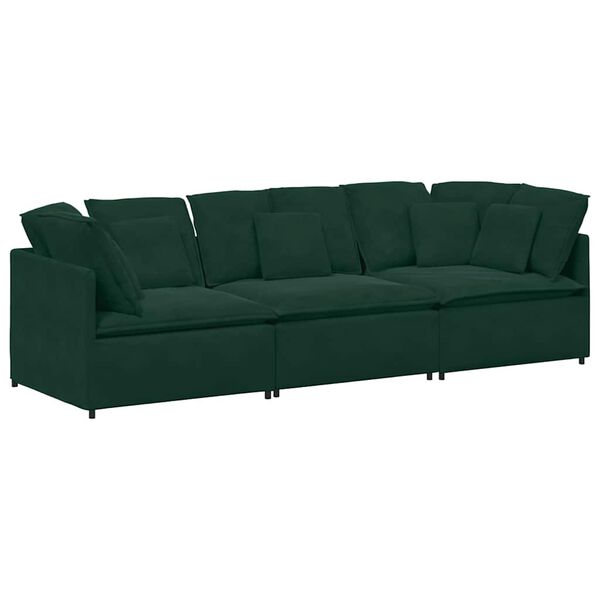 vidaXL Modulares Sofa mit Kissen Samt Dunkelgr&uuml;n