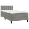 vidaXL Boxspringbett mit Matratze & LED Hellgrau 90x200 cm Samt