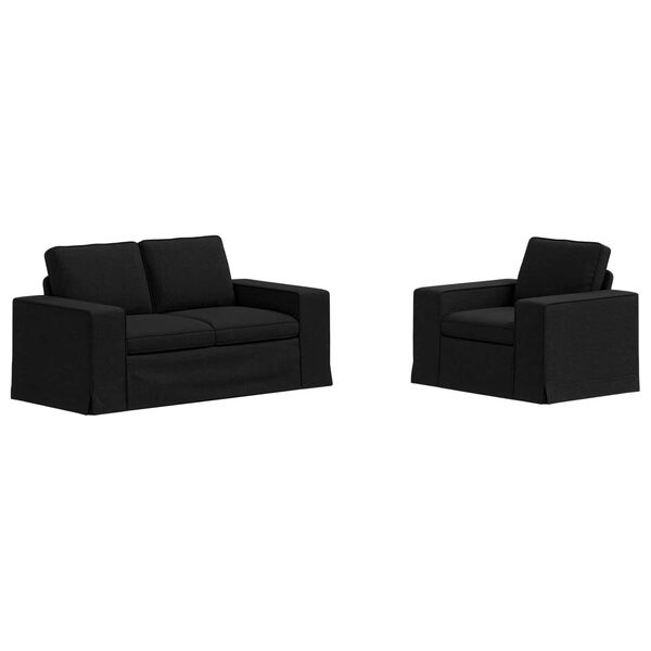 vidaXL Sofa 2 pcs Schwarz 182 x 80 x 82 cm Stoff