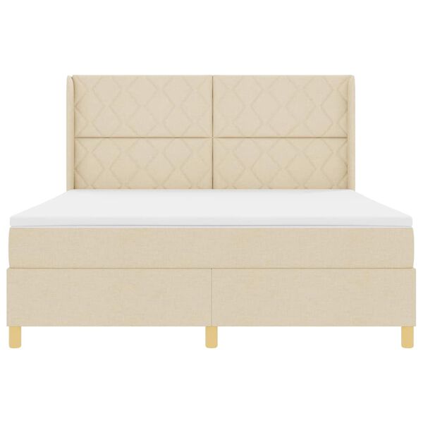 vidaXL Boxspringbett mit Matratze Creme 180 x 200 cm Stoff
