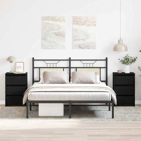 vidaXL Nachttisch 2 pcs Schwarz Eichen-Optik 40 x 35 x 62,5 cm