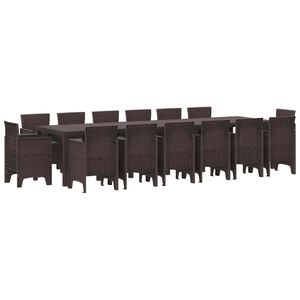 vidaXL Garten Essgruppe 15 pcs Braun Polt Rattan