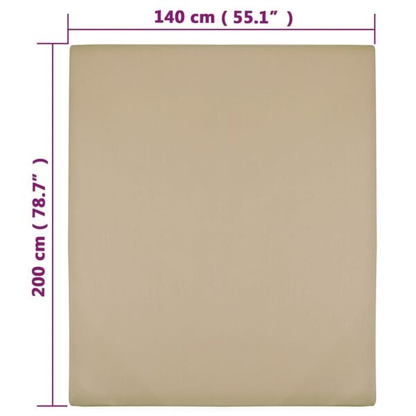 vidaXL Spannbettlaken Jersey Taupe 140x200 cm Baumwolle