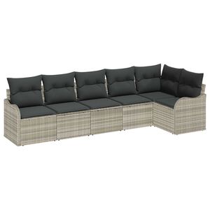 vidaXL Garten-Sofa-Set mit Kissen 6 pcs Hellgrau Poly Rattan