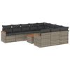vidaXL 11-tlg. Garten-Sofagarnitur mit Kissen Grau Poly Rattan