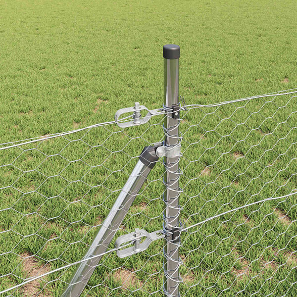 vidaXL Zaunpfosten Silber 10 x 0,5 m (36 mm Mesh) Stahl