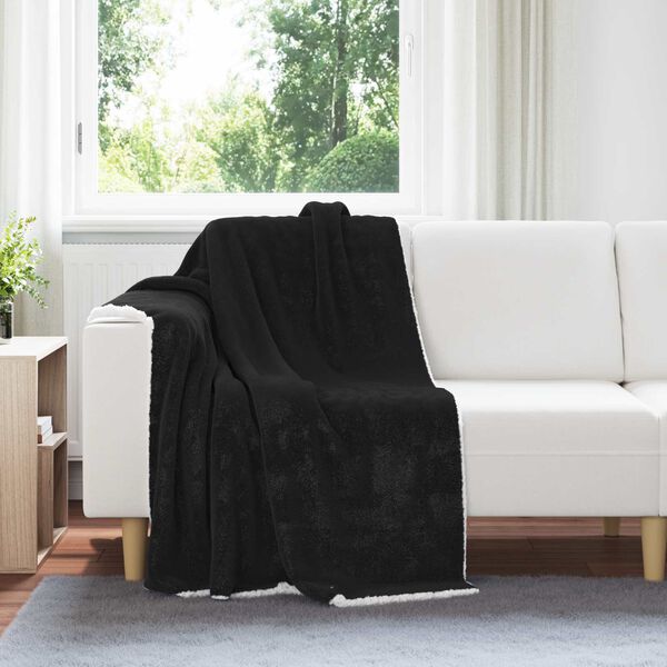 vidaXL &Uuml;berwurfdecke Schwarz 130 x 150 cm Fleece
