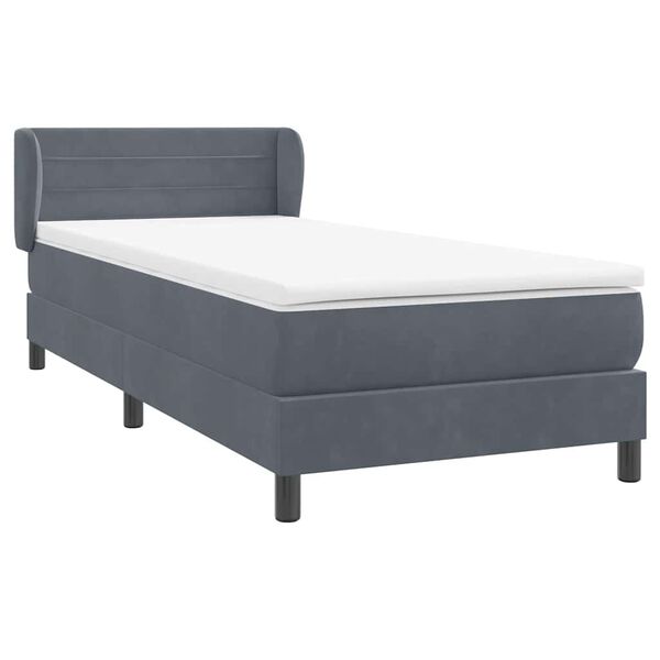 vidaXL Boxspringbett mit Matratze Dunkelgrau 80x220 cm Samt
