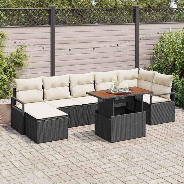 vidaXL Garten-Sofa-Set mit Speicher 8 pcs Schwarz Poly Rattan