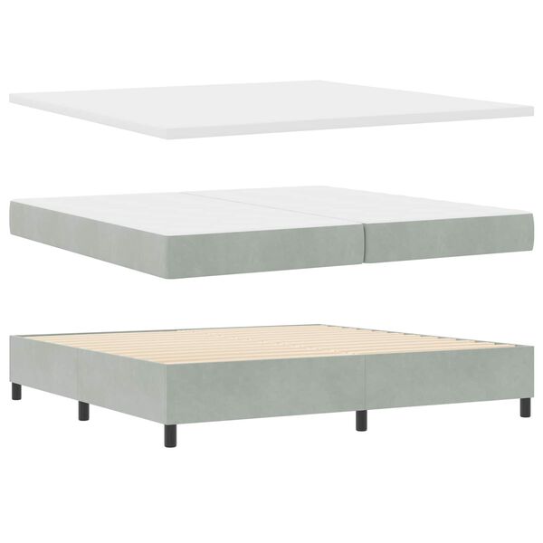 vidaXL Boxspringbett mit Matratze Hellgrau 200 x 200 cm Samt
