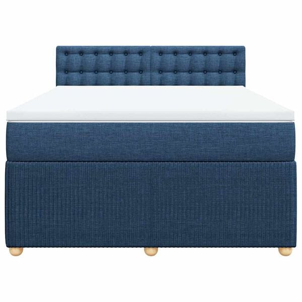 vidaXL Boxspringbett mit Matratze Blau 140x190 cm Stoff