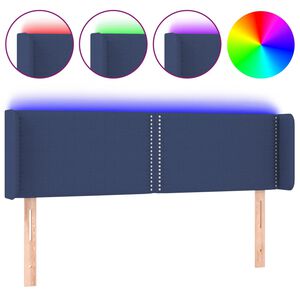 vidaXL LED Kopfteil Blau 147x16x78/88 cm Stoff