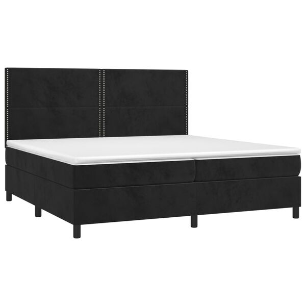 vidaXL Boxspringbett mit Matratze & LED Schwarz 200x200 cm Samt