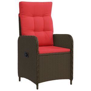 vidaXL Verstellbarer Gartenstuhl Braun und Rot Poly-Rattan