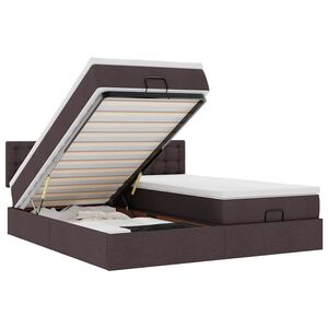 vidaXL Ottoman-Bett mit Matratzen & LEDs Dunkelbraun 160x200 cm Stoff