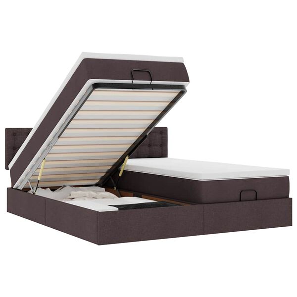 vidaXL Ottoman-Bett mit Matratzen & LEDs Dunkelbraun 160x200 cm Stoff