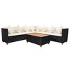 vidaXL 5-tlg. Garten-Lounge-Set mit Auflagen Poly Rattan Schwarz