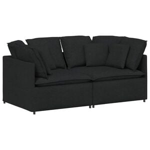 vidaXL Modulares Sofa mit Kissen Stoff Schwarz