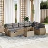 vidaXL 9-tlg. Garten-Sofagarnitur mit Kissen Beige Poly Rattan