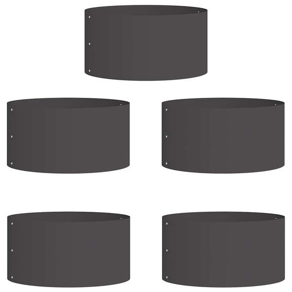 vidaXL Pflanzenring 5 pcs Schwarz 40 x 40 x 20 cm Kaltgewalzter Stahl