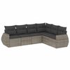 vidaXL 6-tlg. Garten-Sofagarnitur mit Kissen Grau Poly Rattan