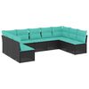 vidaXL 9-teiliges Gartensofa-Set mit Kissen, schwarzes Polyrattan