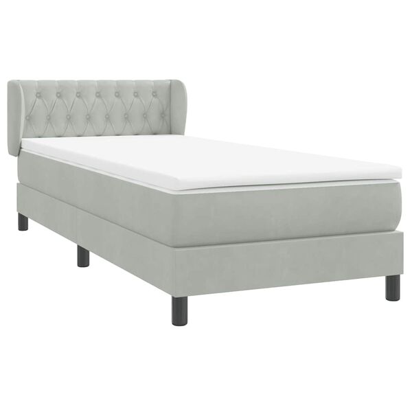 vidaXL Boxspringbett mit Matratze Hellgrau 80x220 cm Samt