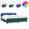 vidaXL Boxspringbett mit Matratze & LED Dunkelgr&uuml;n 180x220 cm Samt