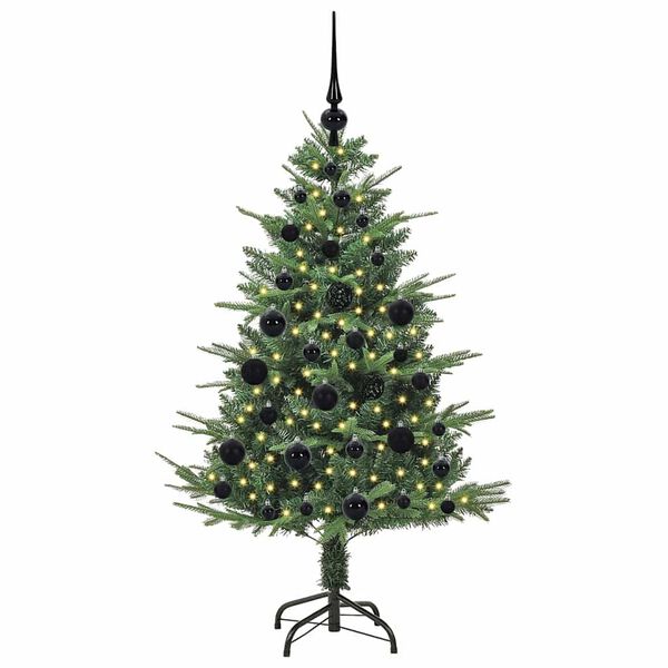 vidaXL K&uuml;nstlicher vorbeleuchteter Weihnachtsbaum mit Kugelset 120 cm