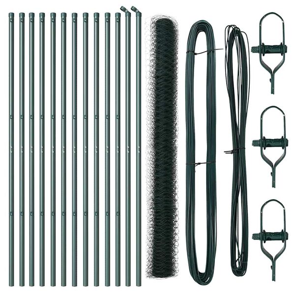 vidaXL Zaunpfosten Gr&uuml;n 25 x 1,5 m (36 mm Maschen) Stahl
