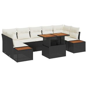 vidaXL Gartensofa-set 8 Stk. Schwarz und Beige
