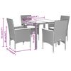 vidaXL 5-tlg. Garten-Essgruppe mit Kissen Beige Poly Rattan und Glas