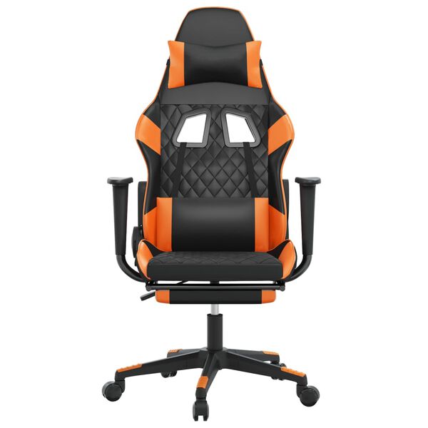 vidaXL Gaming-Stuhl mit Massage & Fu&szlig;st&uuml;tze Schwarz Orange Kunstleder